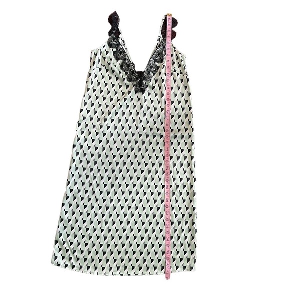 Future Collective Green Black Geometric Lace Trim Satin Slip Dress Women's XS - Picture 6 of 12